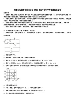 潮南区实验中学重点名校2023-2024学年中考物理仿真试卷含解析.doc