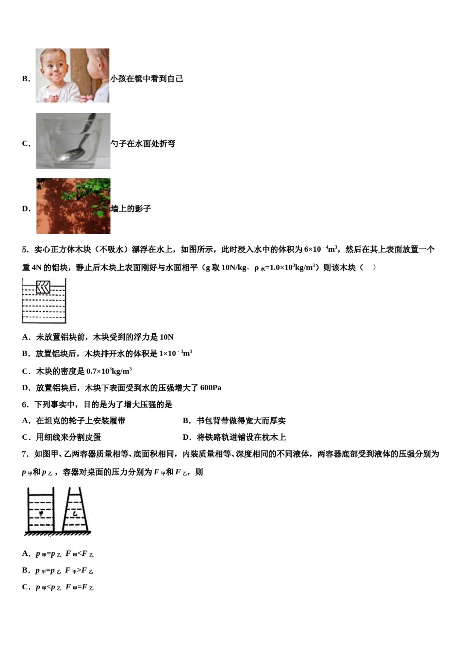 甘肃省会宁县市级名校2024年中考五模物理试题含解析.doc_第2页