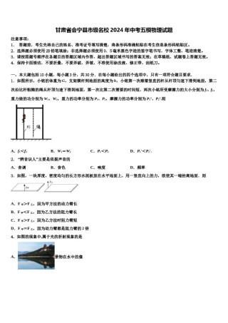 甘肃省会宁县市级名校2024年中考五模物理试题含解析.doc