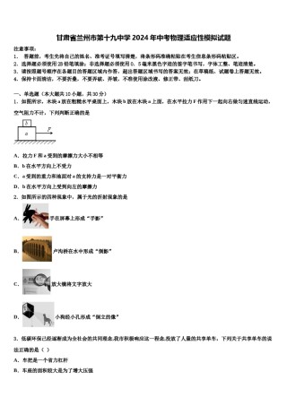 甘肃省兰州市第十九中学2024年中考物理适应性模拟试题含解析.doc