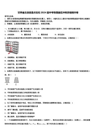 甘肃省古浪县重点名校2024届中考物理最后冲刺浓缩精华卷含解析.doc