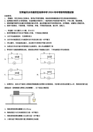 甘肃省天水市麦积区向荣中学2024年中考联考物理试卷含解析.doc