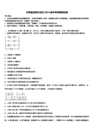 甘肃省定西市名校2024届中考物理模试卷含解析.doc