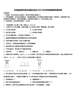 甘肃省张掖市高台县重点名校2024年中考试题猜想物理试卷含解析.doc