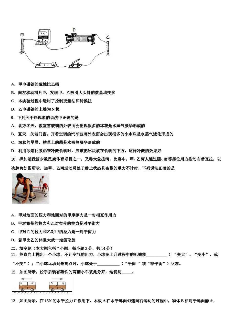 甘肃省武威市凉州区洪祥中学2024届中考押题物理预测卷含解析.doc_第3页