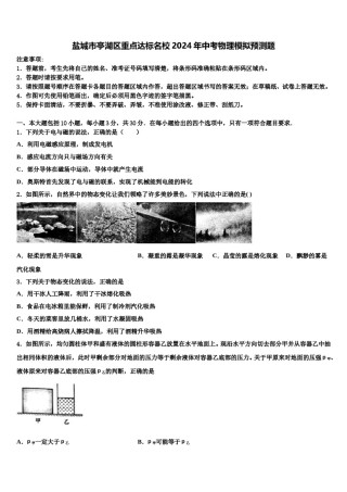 盐城市亭湖区重点达标名校2024年中考物理模拟预测题含解析.doc