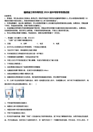 福建省三明市梅列区2024届中考联考物理试题含解析.doc