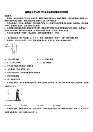 福建省华安中学2024年中考物理模拟预测题含解析.doc