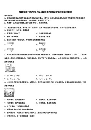 福建省厦门市四校2024届初中物理毕业考试模拟冲刺卷含解析.doc