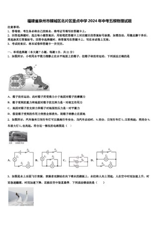 福建省泉州市鲤城区北片区重点中学2024年中考五模物理试题含解析.doc