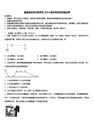 福建省龙岩市新罗区2024届中考联考物理试卷含解析.doc
