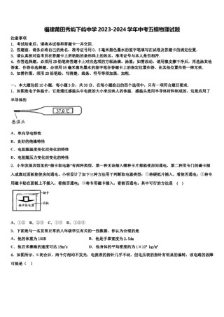 福建莆田秀屿下屿中学2023-2024学年中考五模物理试题含解析.doc