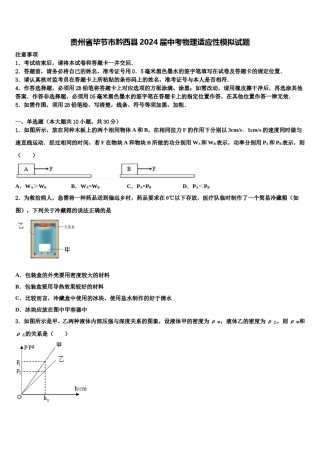 贵州省毕节市黔西县2024届中考物理适应性模拟试题含解析.doc