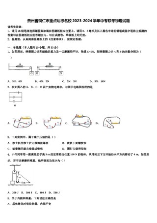 贵州省铜仁市重点达标名校2023-2024学年中考联考物理试题含解析.doc