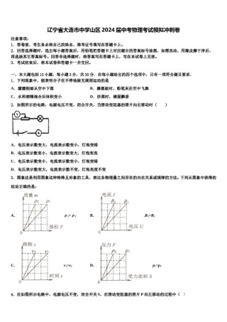 辽宁省大连市中学山区2024届中考物理考试模拟冲刺卷含解析.doc