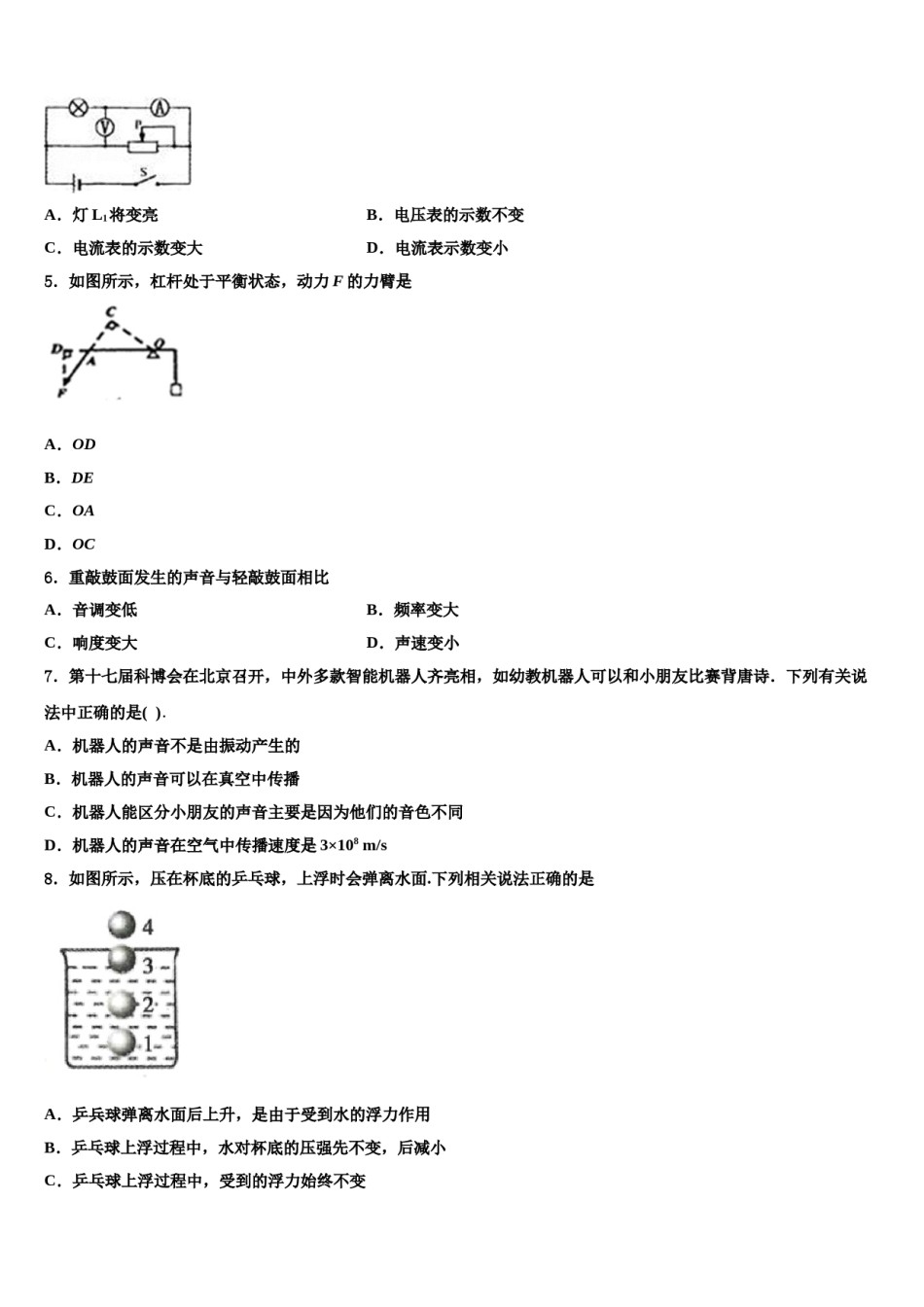 辽宁省大连高新区七校联考2024年中考联考物理试卷含解析.doc_第2页