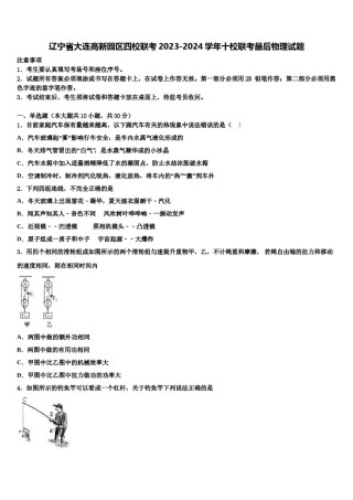 辽宁省大连高新园区四校联考2023-2024学年十校联考最后物理试题含解析.doc