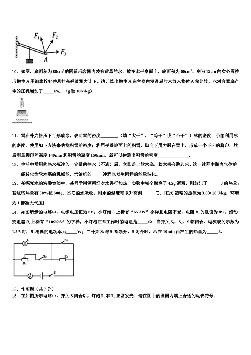 辽宁省沈阳市和平区外国语校2024届中考物理押题卷含解析.doc_第3页