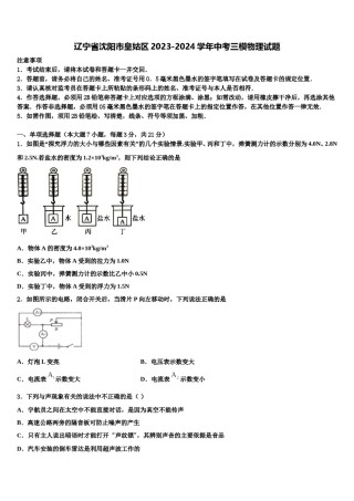 辽宁省沈阳市皇姑区2023-2024学年中考三模物理试题含解析.doc