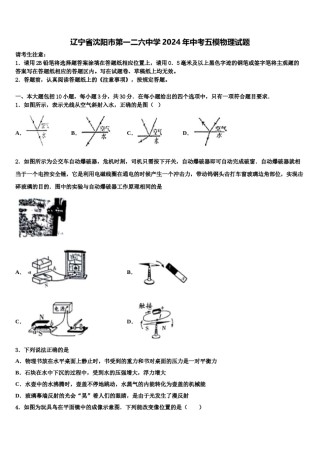 辽宁省沈阳市第一二六中学2024年中考五模物理试题含解析.doc