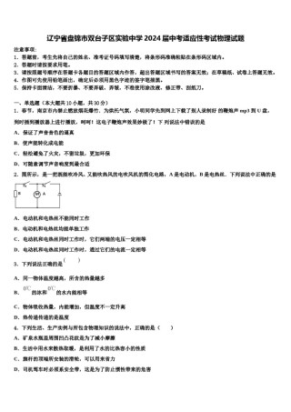 辽宁省盘锦市双台子区实验中学2024届中考适应性考试物理试题含解析.doc