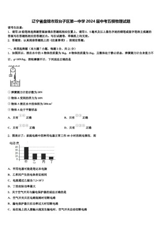 辽宁省盘锦市双台子区第一中学2024届中考五模物理试题含解析.doc