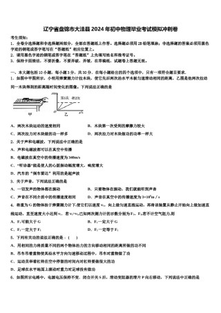 辽宁省盘锦市大洼县2024年初中物理毕业考试模拟冲刺卷含解析.doc