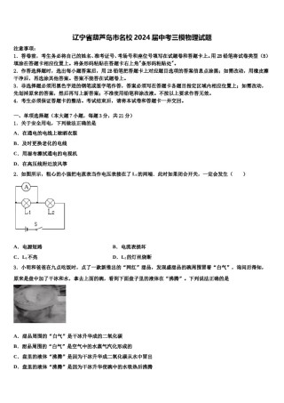 辽宁省葫芦岛市名校2024届中考三模物理试题含解析.doc