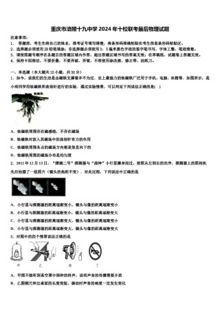重庆市涪陵十九中学2024年十校联考最后物理试题含解析.doc