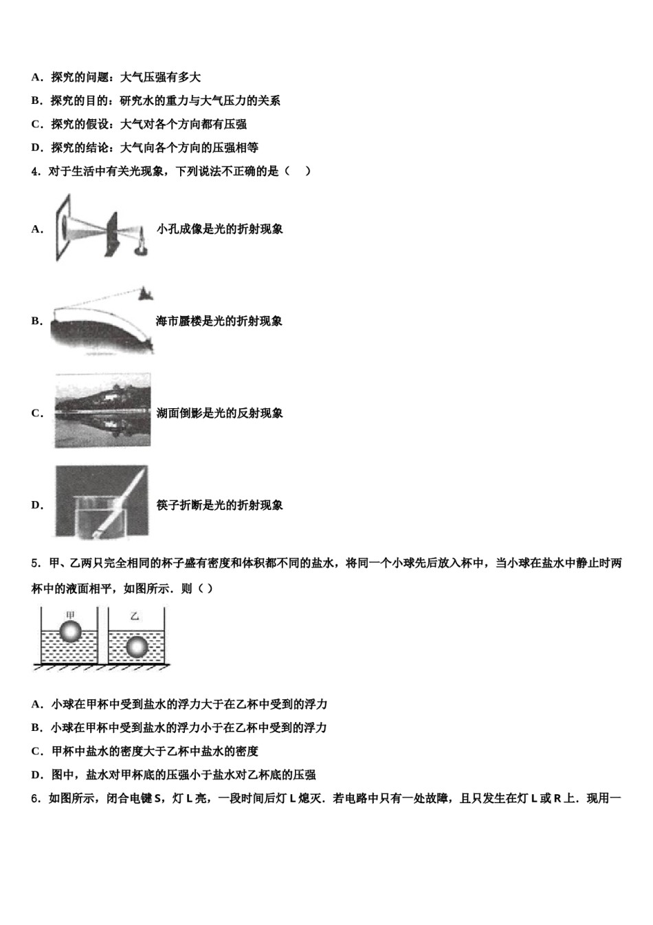 重庆市渝中学区巴蜀中学2024年中考物理仿真试卷含解析.doc_第2页