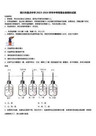 铜川市重点中学2023-2024学年中考物理全真模拟试题含解析.doc