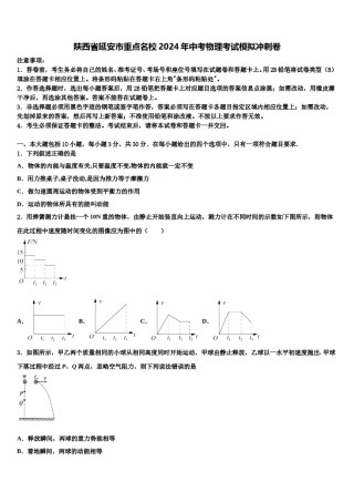 陕西省延安市重点名校2024年中考物理考试模拟冲刺卷含解析.doc