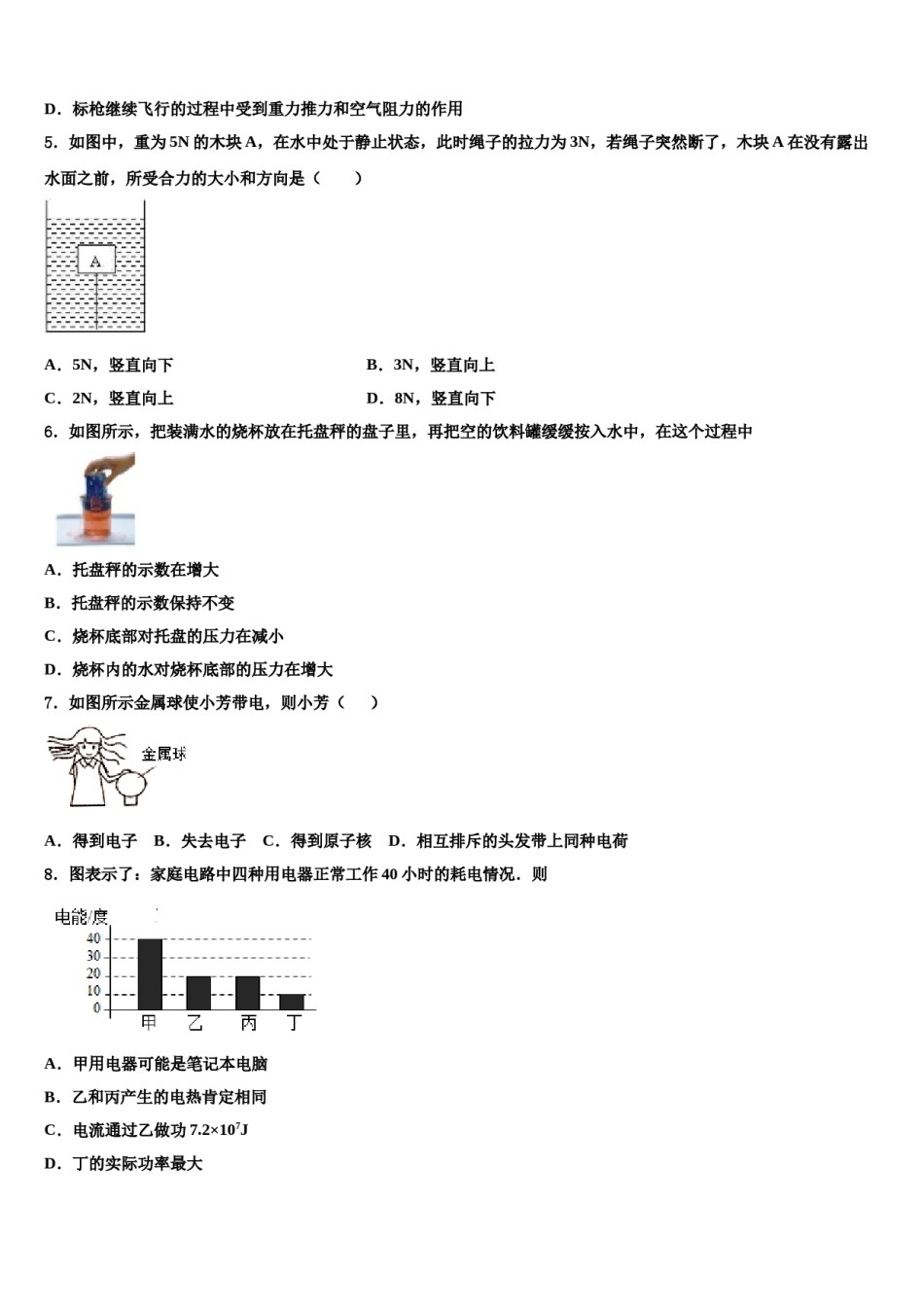 陕西省靖边县重点中学2024年中考物理对点突破模拟试卷含解析.doc_第2页