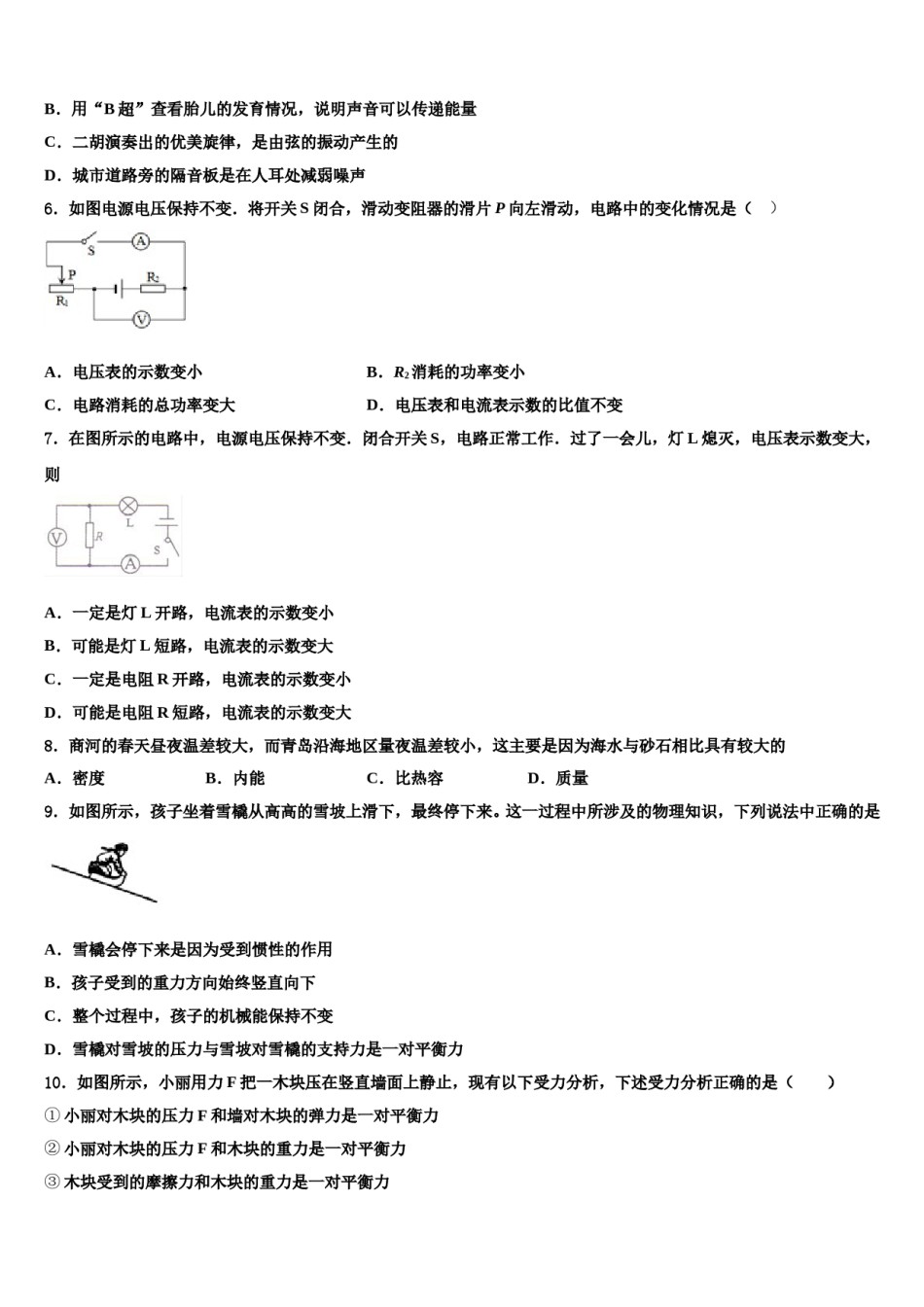 青海省西宁市海湖中学2024届中考物理全真模拟试卷含解析.doc_第2页