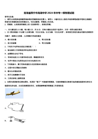 青海省西宁市海湖中学2024年中考一模物理试题含解析.doc