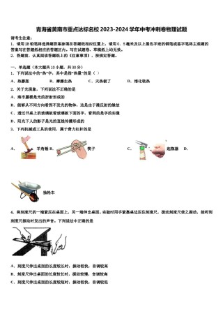 青海省黄南市重点达标名校2023-2024学年中考冲刺卷物理试题含解析.doc