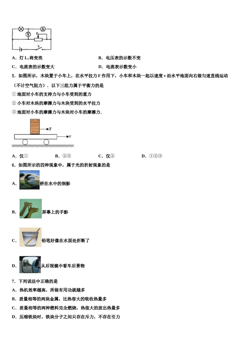 黑龙江省哈尔滨市萧红中学2024年中考物理仿真试卷含解析.doc_第2页