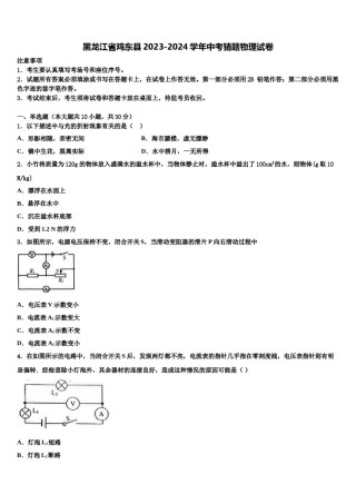 黑龙江省鸡东县2023-2024学年中考猜题物理试卷含解析.doc