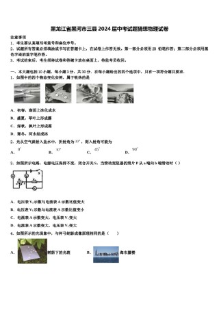 黑龙江省黑河市三县2024届中考试题猜想物理试卷含解析.doc