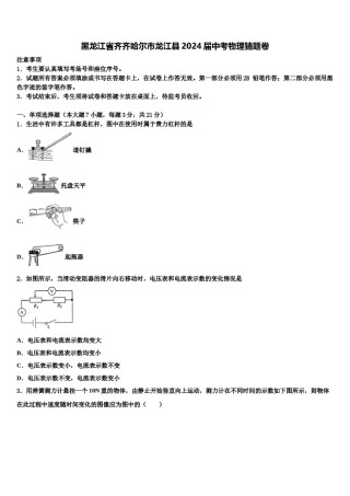 黑龙江省齐齐哈尔市龙江县2024届中考物理猜题卷含解析.doc